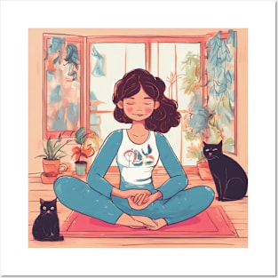 Woman With Cats Posters and Art